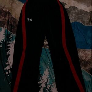 UA NWOT YXL boys track pants black and red